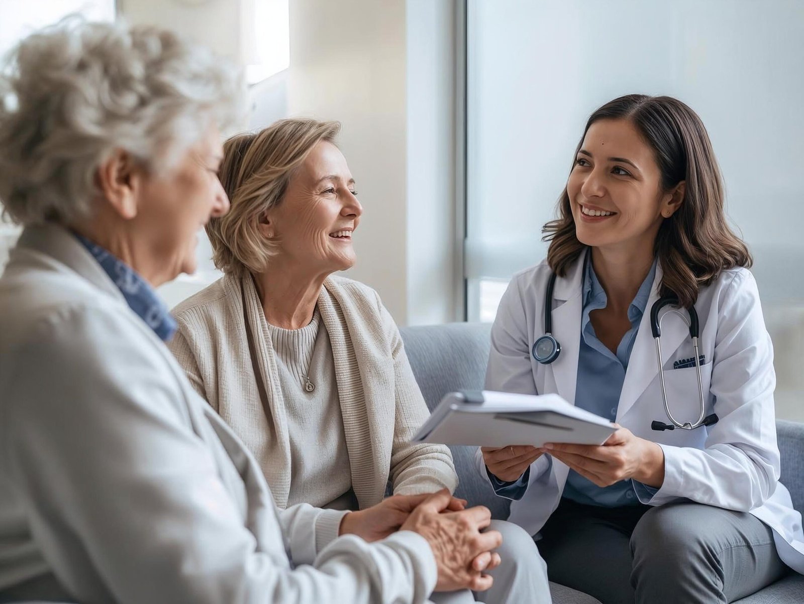 doctor giving results to patients